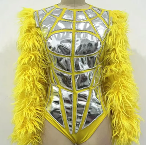 Velours bulle manches miroir Muscle body discothèque scène spectacle Catsuit danse tenue armure Style Bar femme robe de soirée - Product Image 4