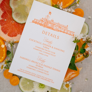 Carte de détails RSVP personnalisée en papier coton, impression Pantone rose poudré, élégance vintage, gaufrage à la presse typographique - Product Image 5