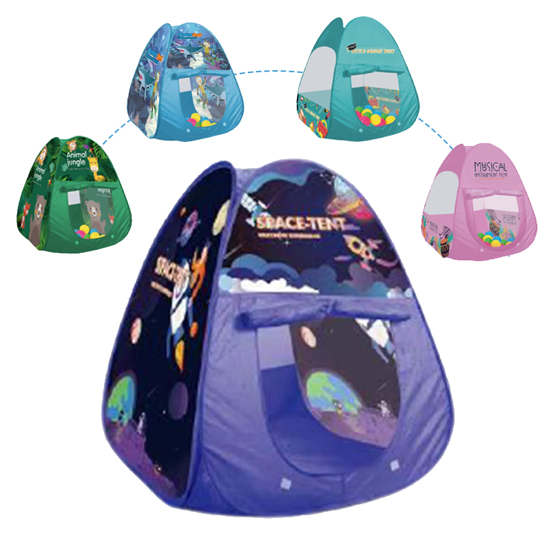 Dessin animé thème univers espace pliable intérieur Playhouse jouets divertissement Pop Up jouer Triangle balle piscine tente jouets pour enfants