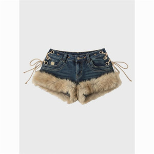 Nuovi Shorts in Jeans da Donna Invernali, Design Retrò, Soffici con Inserti, Stile Y2k, <span class=keywords><strong>Vita</strong></span> <span class=keywords><strong>Bassa</strong></span>, con Cinturino, Slim Fit, Hot Pants - Product Image 3