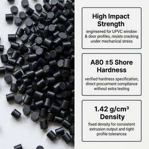Compuesto de PVC Rígido Negro de Baja Densidad Directo de Fábrica Aofei para Perfiles de Ventanas, Rodapiés <span class=keywords><strong>y</strong></span> Carcasas Eléctricas - Grado de Moldeo - Product Image 2