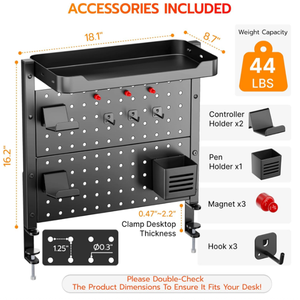 JH-Mech Thick Panel Construction Office Desktop Friendly Orderly Small Item Arrangement Easy To Clean Desk Pegboard <strong>Organizer</strong> - Product Image 3