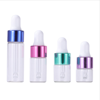 1ml 2ml 3ml Mini-Glas-Tropf flasche Klare bernstein farbene kleine Glas proben flaschen mit schwarzer silberner Kappe