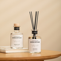 Logo personnalisé 50ml 100ml 250ml bouteilles en verre de diffuseur d'huile de roseau d'arôme de luxe vides transparentes avec couvercles vente en gros