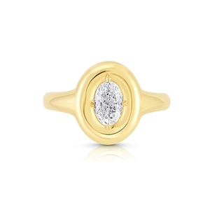 Bague Gemnel <span class=keywords><strong>Ovalis</strong></span> Pinky en argent sterling 925 avec diamant CZ taille ovale et sertissage en clos, idéale pour les fiançailles - Product Image 1