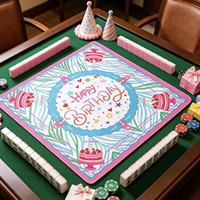 Tapis de Mahjong Transparent en Caoutchouc Américain pour 4 Joueurs, Antidérapant, Emballage Personnalisable, Idéal pour Anniversaire