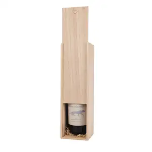 factory cheap Wood Grain Single Bottle Wooden Decorative Wine Box with Lid Great for Wine Accessory Sets