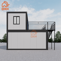 Maisons en verre préfabriquées modernes, maisons en verre à deux étages, maisons conteneurs portables à bas prix pour villas et bureaux