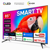 Téléviseur intelligent QLED 4K UHD Android 16 HDR10+ Dolby Audio 50 65 75 85 100 pouces sans cadre LED direct Télévision domestique OEM ODM