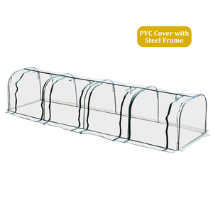 Invernadero de túnel tipo cloche de 4 compartimentos, mini invernadero DIY para patio trasero, invernadero de jardín de PVC para el hogar y exteriores con estructura de tubos de acero - Product Image 1