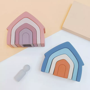 Ensemble de blocs de construction en silicone sans Bpa Jouets éducatifs pour enfants Jouet empilable en silicone <span class=keywords><strong>Maison</strong></span> en silicone empilable - Product Image 5