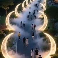 Arche de brumisation électrique silencieuse en acier inoxydable pour aménagement paysager de plaza, avec éclairage LED étanche 220V/380V, pour mariages et extérieur
