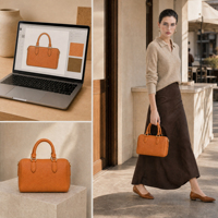 Sac fourre-tout structuré en PU grain litchi couleur cognac avec fermeture éclair et ferrures dorées, élégant et chic pour femme, personnalisable OEM