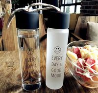 Bouteille d'eau en verre Borosilicate avec couvercle, 50 ml, Design à sublimation, style personnalisé, vente en gros