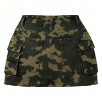 Mini-jupe cargo en jean pour femme, taille basse, extensible, avec short intégré, style urbain
