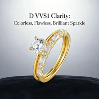 QX Best-seller personnalisé en argent sterling 925 |   Bagues de fiançailles en moissanite plaquées or 14 carats, argent sterling avec certification GRA