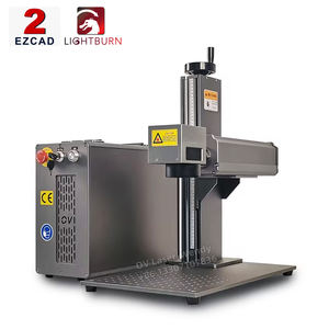 Machine de gravure laser à fibre Raycus 50W avec rotatif pour flacon métallique, tasse, gobelet, médaille, étiquette en cuir et céramique - Product Image 1