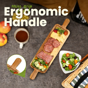 Tabla de Madera de Acacia para Servir Filetes, Rectangular, con Asa Ergonómica, Bandeja para Servir en Fiestas - Product Image 1