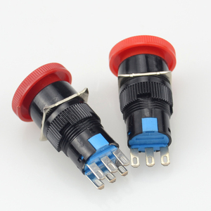 16mm Nấm Đỏ dừng khẩn cấp e-stop chuyển đổi 3-pin no + NC 6-pin 2NO + 2NC nhựa cấu trúc điện tử kết hợp 1no1nc - Product Image 4