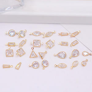 Zirkon Kanten Inlay mit hängenden kleinen Anhänger Gold Farbe behalten geometrische Diy hand gefertigte Ohrring Zubehör E65 - Product Image 2