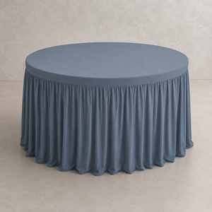 120inch 132inch Spandex Stretch Custom <b>Round</b> <b>Table</b> Cover with Gathered Skirt <b>for</b> Hotel Events Linen Rental and Wholesale Orders - Product Image 1
