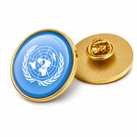 Épinglette personnalisée drapeau des Nations Unies plaqué or, badge en émail bombé, drapeaux du monde entier, objet de collection artistique, OEM ODM