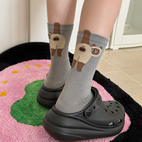 Chaussettes longues en coton respirantes pour femmes, motif chat 3D, mignonnes, avec pompon, longueur mi-mollet, logo intégré et fonction thermique