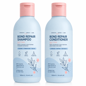 Set de Champú y Acondicionador Reparador de Enlaces OEM ODM |   Queratina y Ácido Hialurónico |   <span class=keywords><strong>Sin</strong></span> Sulfatos, Vegano, Marca Privada para Cabello Dañado - Product Image 1