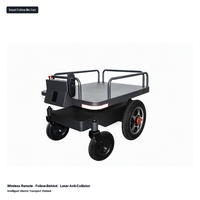 Chariot électrique Follow Me Cart avec évitement d'obstacles par laser, anti-collision à 360 degrés, reroutage automatique, 4 roues