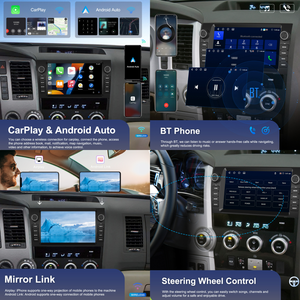 Autoradio Android Podofo 9'' pour Toyota Sequoia/Tundra 2+64G Carplay/Android Auto <span class=keywords><strong>sans</strong></span> fil BT GPS/WiFi/SWC Fabricant OEM - Product Image 2