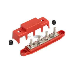 250A Big Current Copper Busbar 4 x M10 Studs 6 x M4 #8 Screws Distribution Terminal Blocks with 3.5MM Thickened Pure Copper R/B