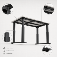 Bureau debout stable à 4 pieds avec structure en acier robuste