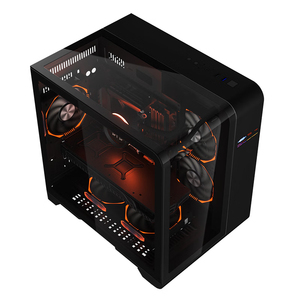 Lovingcool casing komputer Desktop, sarung HP tiga sisi kaca Tempered pertengahan menara PC Gaming MATX <span class=keywords><strong>ITX</strong></span> dengan tampilan suhu - Product Image 2