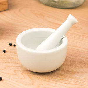 ชุดปูนและลูกกรงพอร์ซเลนขนาดเล็กสีขาวแบบกําหนดเองสําหรับการบดและบดเครื่องเทศสมุนไพร - Product Image 2