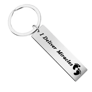 2023 Rectangle Pendant Key Chain Motivational Quotes Inspiring Words I deliver Miracles New Stainless Steel Keychain