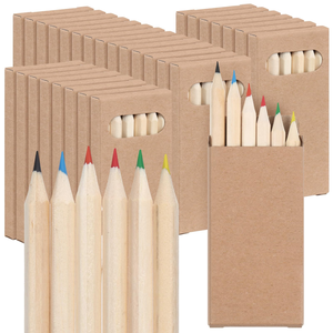 Lápices de Colores Promocionales Personalizados de 3.5 Pulgadas, Mini Juego de Lápices de Colores con Logotipo Personalizado, Lápices de Madera con Caja de Papel Kraft - Product Image 1
