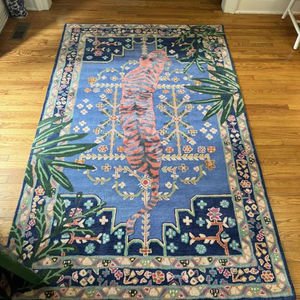 Tapis persans floraux de luxe de grande taille, design personnalisé, en laine, tuftés à la main, lavables, avec dos en latex antidérapant, poils moyens, tapis d'intérieur - Product Image 1
