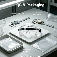 Pièce de lentille de lunettes en PC transparent moulée par injection sur mesure pour équipement de protection, service de moulage personnalisé