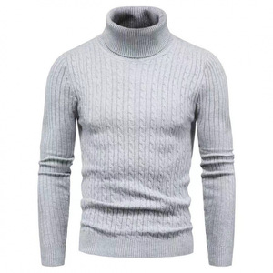 Pull à col haut pour homme, coupe ajustée, couleur unie, tricoté, pour l'automne et l'hiver - Product Image 2
