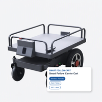Chariot électrique Follow Me Cart avec évitement d'obstacles par laser, anti-collision à 360 degrés, reroutage automatique, 4 roues