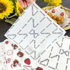 Papier ciré alimentaire de qualité supérieure, résistant à la graisse, pour emballage alimentaire, 18*18CM, vente en gros, logo personnalisé imprimé, différentes tailles disponibles. - Product Image 1