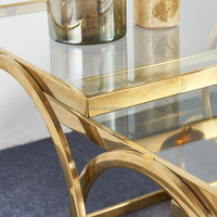 Ensemble de tables basses pour salon, plateau en verre trempé transparent, base en acier inoxydable, tables gigognes mobiles, 3 pièces, table centrale et table d'appoint