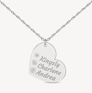 Collana Jietao con <span class=keywords><strong>Fiore</strong></span> del Mese di Nascita e <span class=keywords><strong>Nome</strong></span>, Cuore Piatto Inclinato, Placcata in Oro 18K, Opzione Incisione, Impermeabile, in Acciaio 316L - Product Image 2