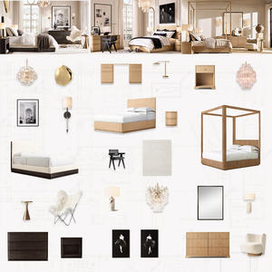 Современный комплект мебели для спальни в скандинавском стиле: кровать размера «queen» или «king» класса люкс с прикроватными тумбочками - Product Image 1