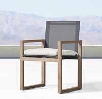 Ensemble de meubles en bois pour terrasse de restaurant en bord de plage et au bord de la piscine, table à manger en teck et ensemble de 6 chaises