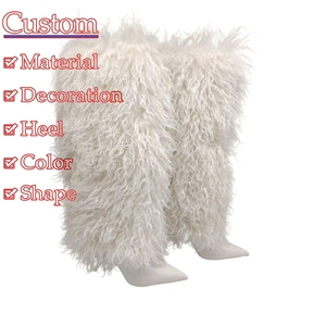 Produttore Custom Lady sopra il ginocchio Custom Designer tacchi alti stivali di pelliccia scarpe da <span class=keywords><strong>donna</strong></span> stivali di piume di lusso - Product Image 2