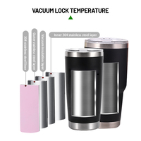 Fonwhy Tasses de voyage classiques isolées sous vide en acier inoxydable de 20oz 30oz personnalisées, avec couvercle anti-fuite, paille, café, thé, voiture