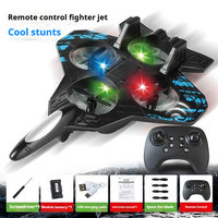 Avion de Chasse RC en Mousse EPP, Modèle d'Avion Télécommandé avec Lumières, Chargement Type-C, Télécommande 2.4G, Jouet Acrobatique Adapté aux Débutants