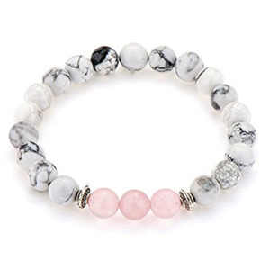2020 Hot Handmade Del Braccialetto Del <span class=keywords><strong>Quarzo</strong></span> Set w Importato Pino Bianco <span class=keywords><strong>Rosa</strong></span> Della Pietra Preziosa Naturale Perline di Pietra Braccialetto - Product Image 1