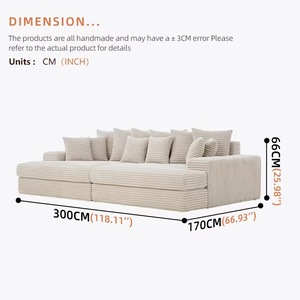 Sofá de lujo de pana con asiento profundo, conjunto de sofás extragrandes comprimidos al vacío para sala de estar, cómoda chaise longue. - Product Image 4